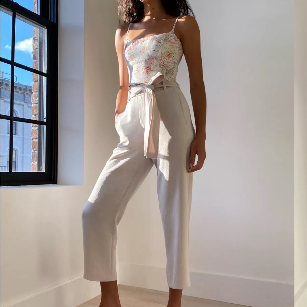 NWOT Aritzia Wilfred Tie Front Pant in gull gray